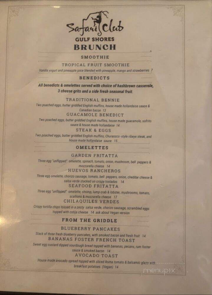 Safari Club Gulf Shores - Gulf Shores, AL menu_pic
