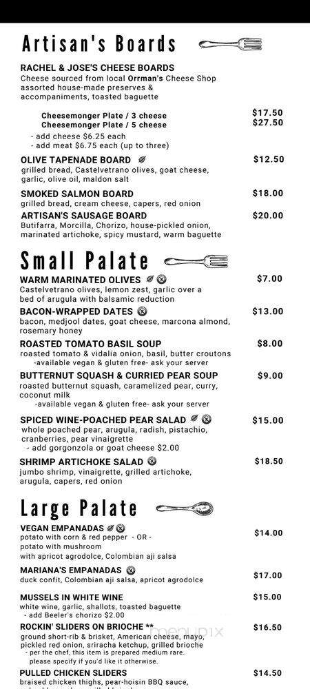 The Artisan's Palate - Charlotte, NC menu_pic