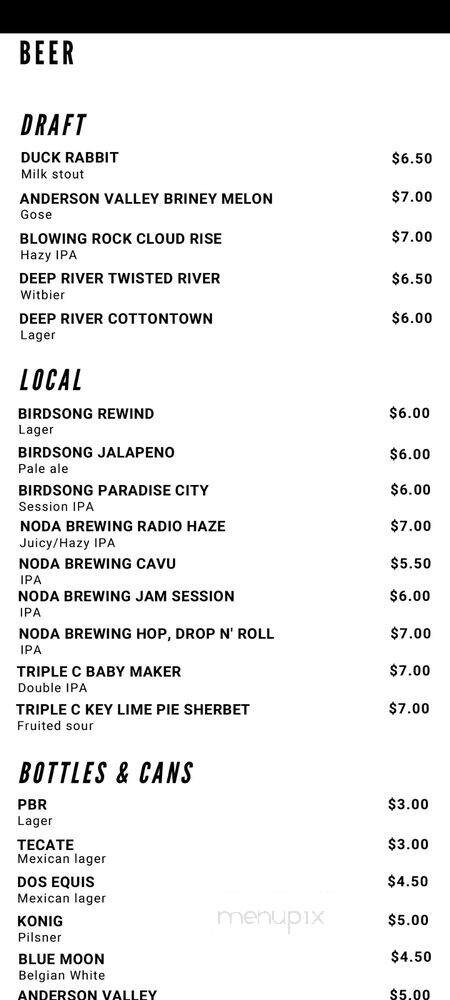 The Artisan's Palate - Charlotte, NC menu_pic