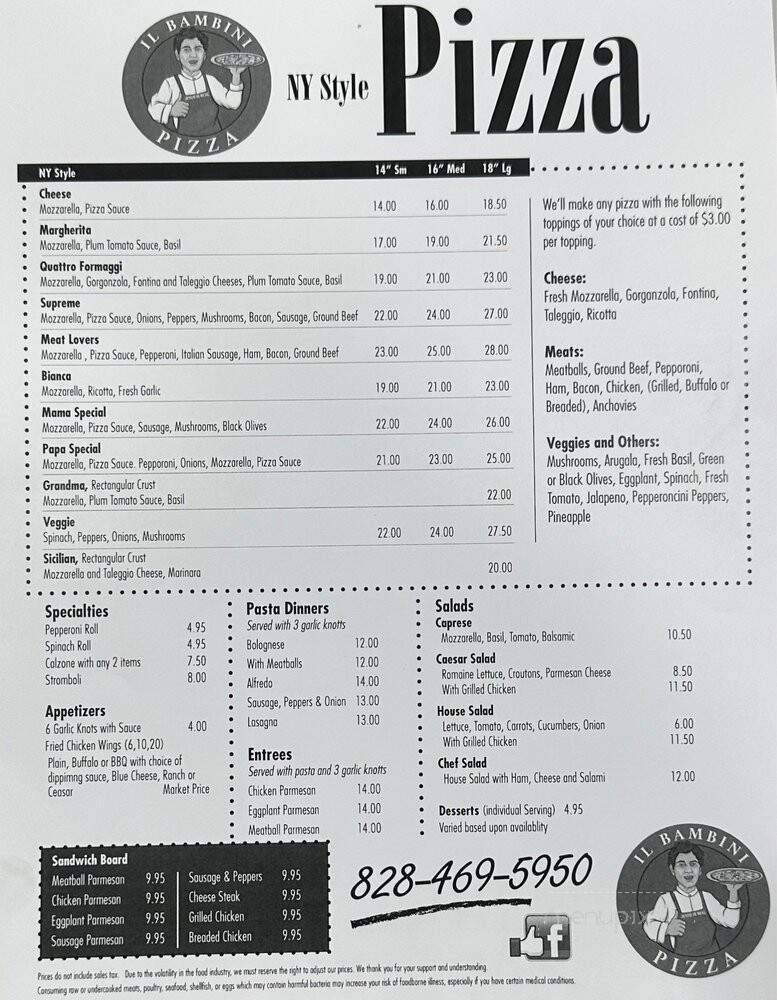 Il Bambini Pizzaria - Hickory, NC menu_pic