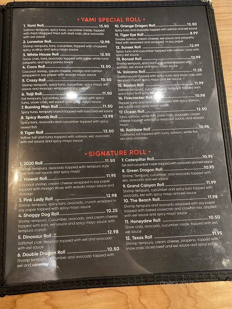 Yami - Cypress, TX menu_pic
