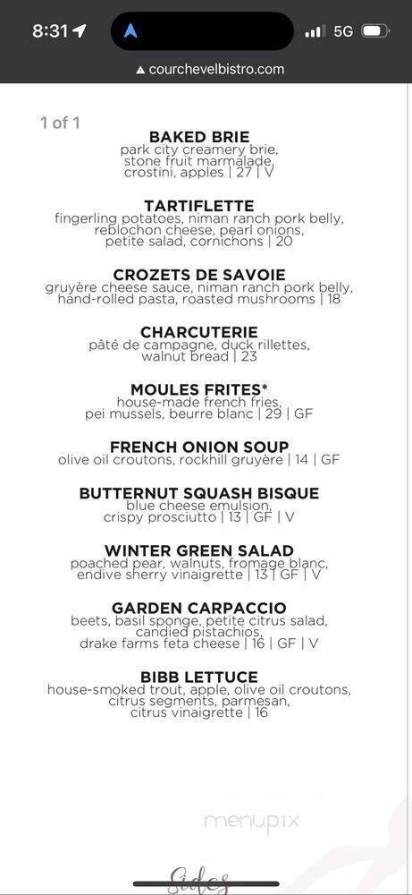Courchevel Bistro - Park City, UT menu_pic
