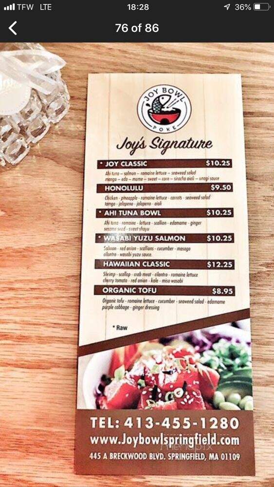 Joy Bowl - Enfield, CT menu_pic
