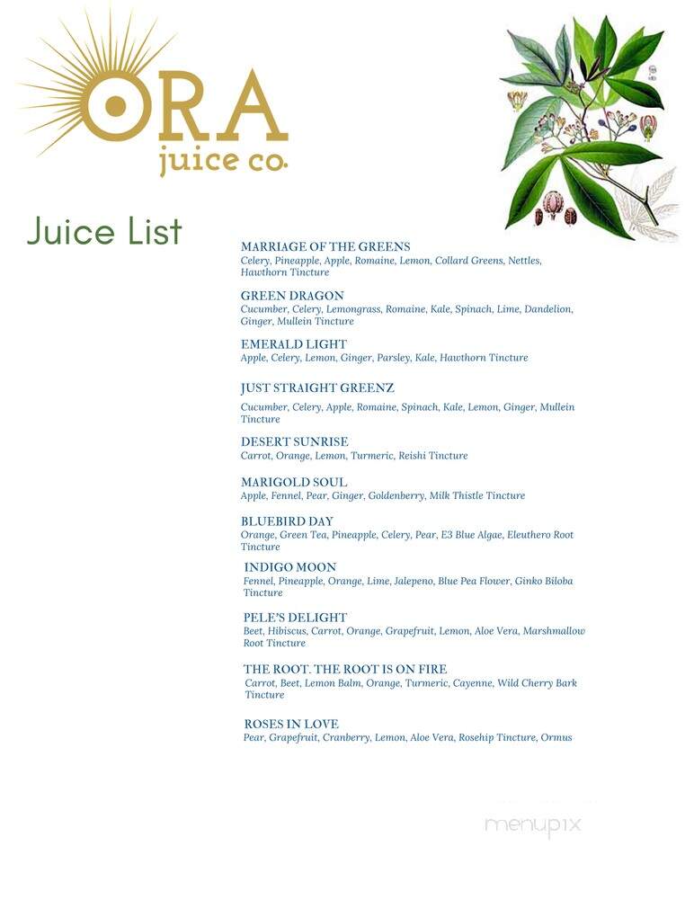 The Garden Cafe and Ora Juice Co - Bend, OR menu_pic