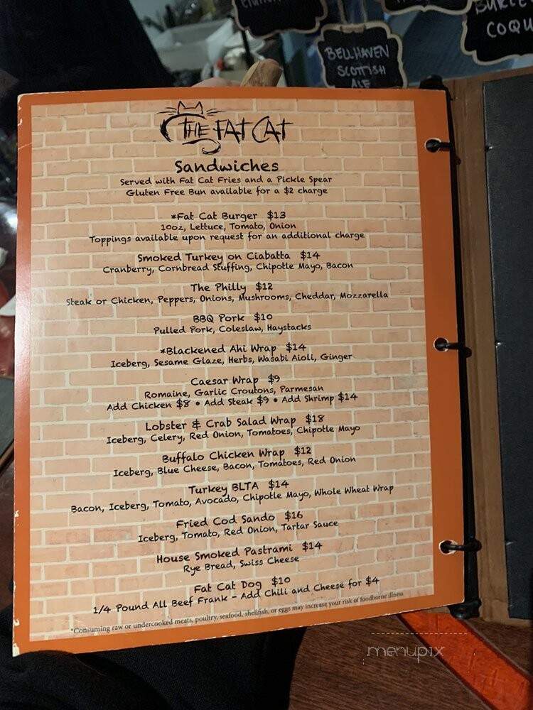 The Fat Cat - Quincy, MA menu_pic