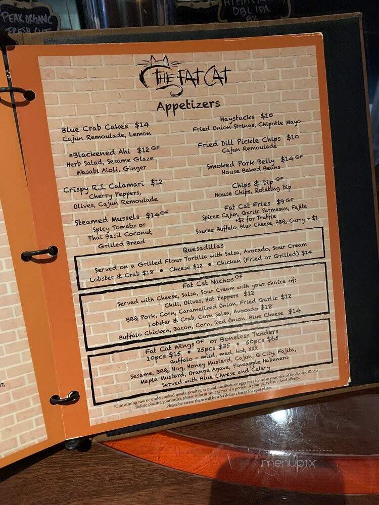 The Fat Cat - Quincy, MA menu_pic