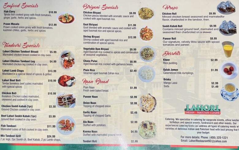 Lahori Restaurant - San Jose, CA menu_pic