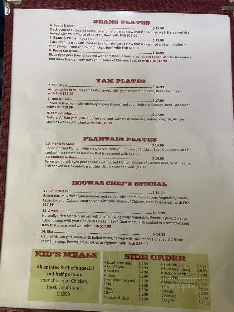 Naija Cuisine - Sacramento, CA menu_pic