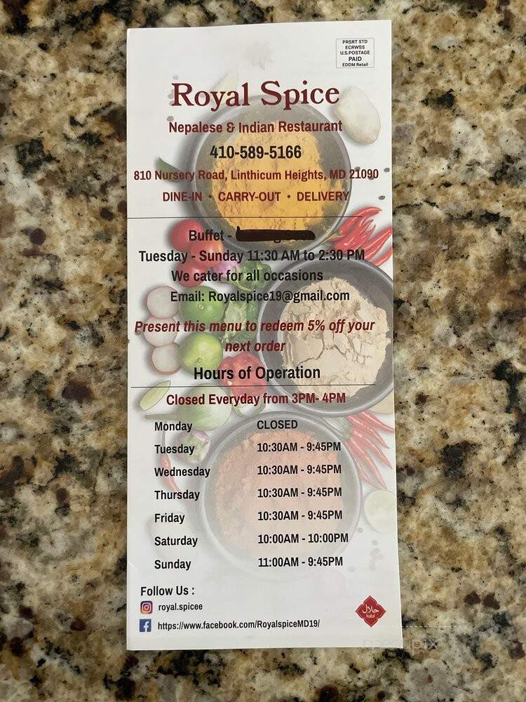 Royal Spice Indian Restaurant & Banquet - Linthicum Heights, MD