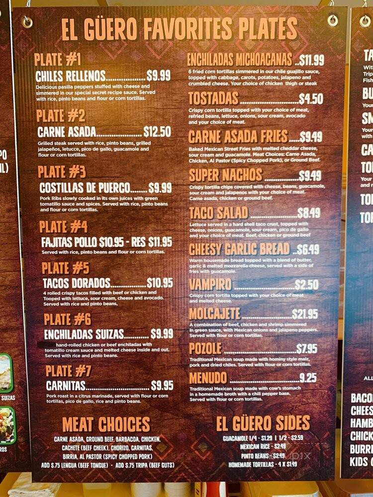 Tacos El Guero - Heber City, UT menu_pic