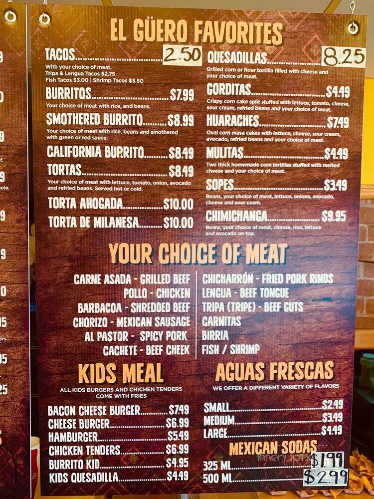 Tacos El Guero - Heber City, UT menu_pic