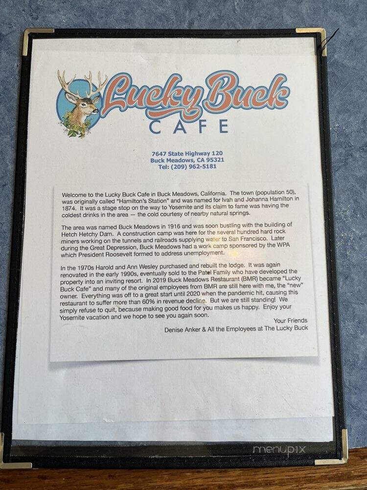 Lucky Buck Cafe - Groveland, CA menu_pic