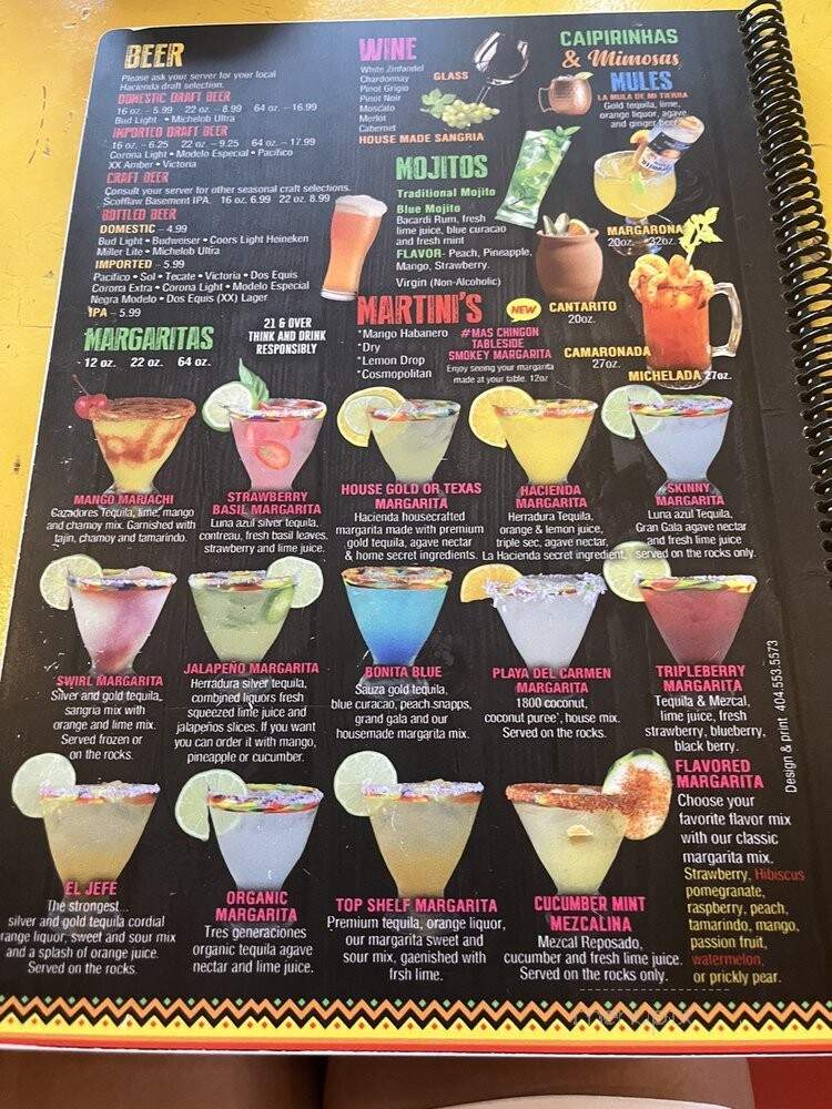 Hacienda Bar & Grill - Suwanee, GA menu_pic