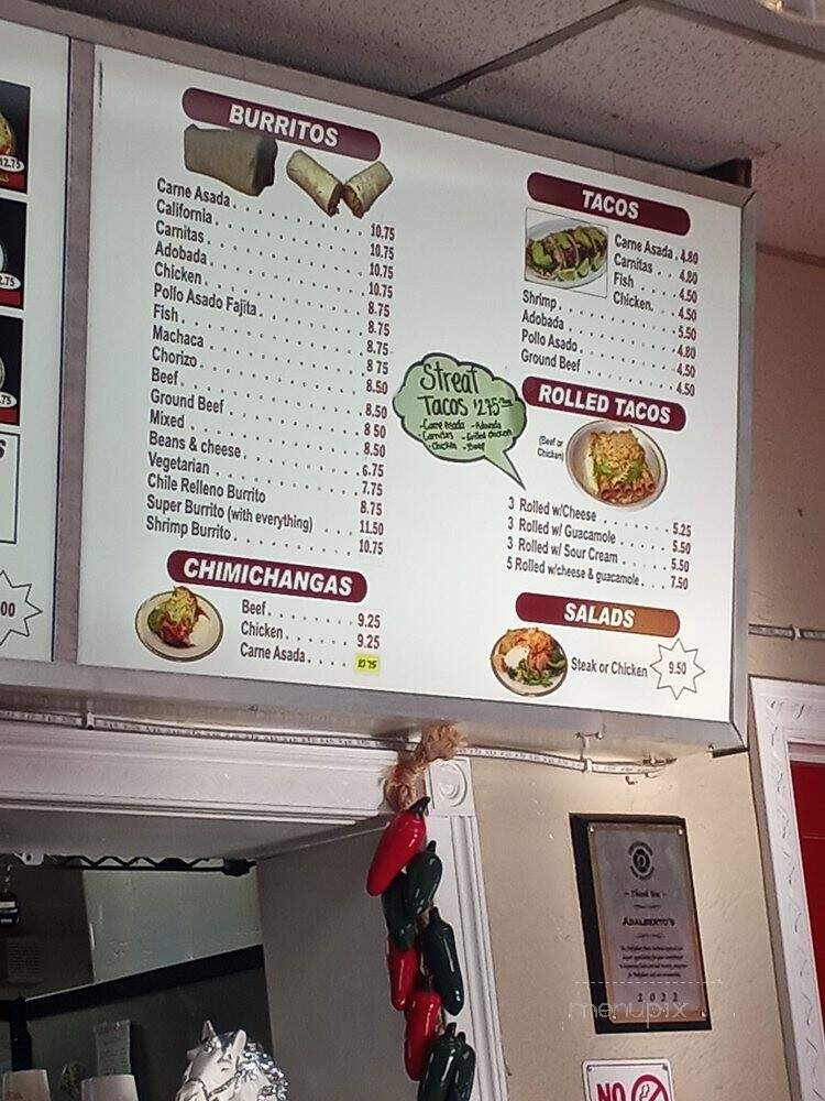 Adalbertos Mexican Food - Citrus Heights, LA menu_pic