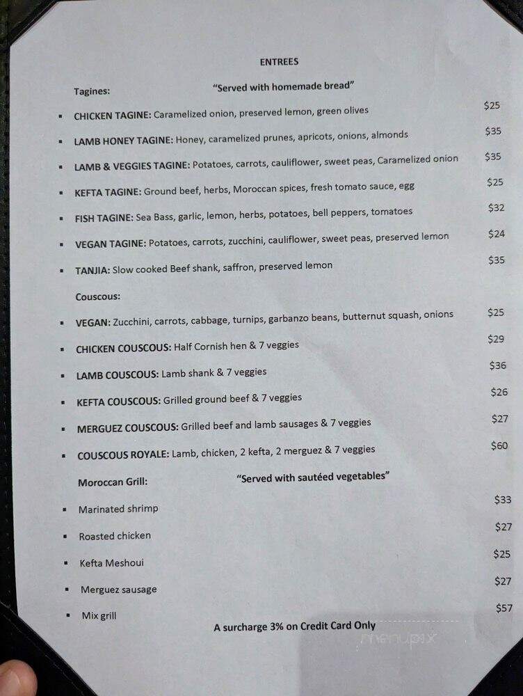 Casablanca Moroccan kitchens - Beverly Hills, CA menu_pic