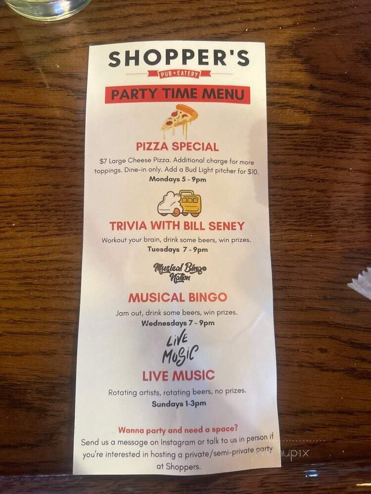 Shopper's Pub Eatery - Manchester, NH menu_pic