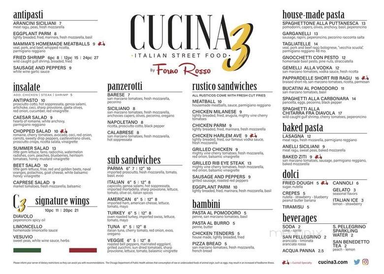 Cucina 3 - Chicago, IL menu_pic