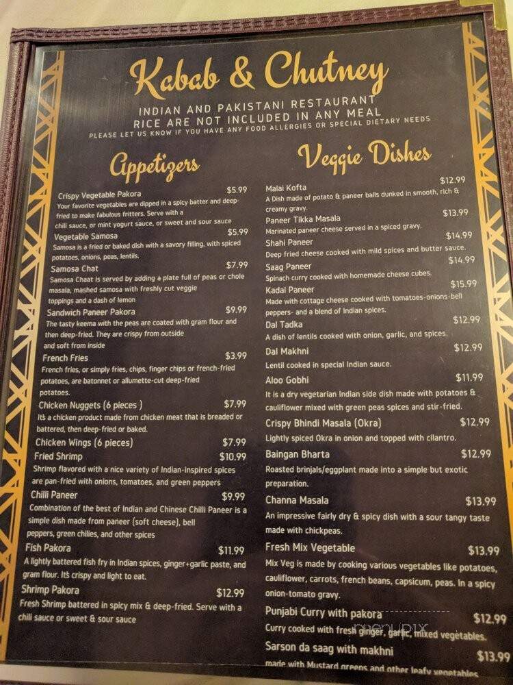 Kabab and Chutney - Easton, PA menu_pic