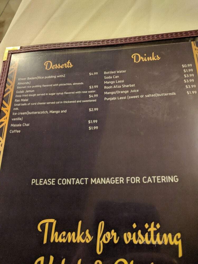 Kabab and Chutney - Easton, PA menu_pic
