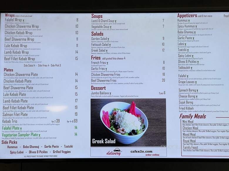 Cafe X2O - La Canada Flintridge, CA menu_pic