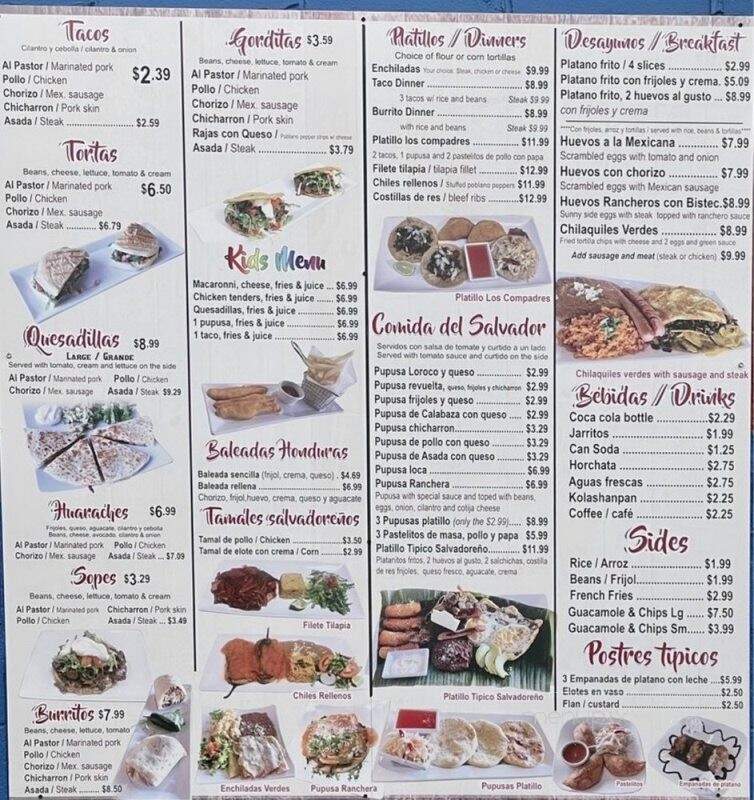 La Pupusera: Salvadorian & Mexican Restaurant - Joliet, IL menu_pic