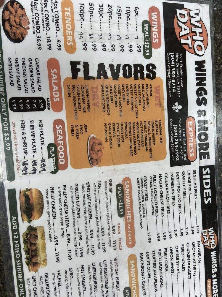 Who Dat Wings And More - New Orleans, LA menu_pic