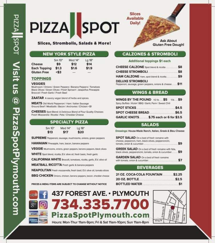 Pizza Spot - Plymouth, MI menu_pic