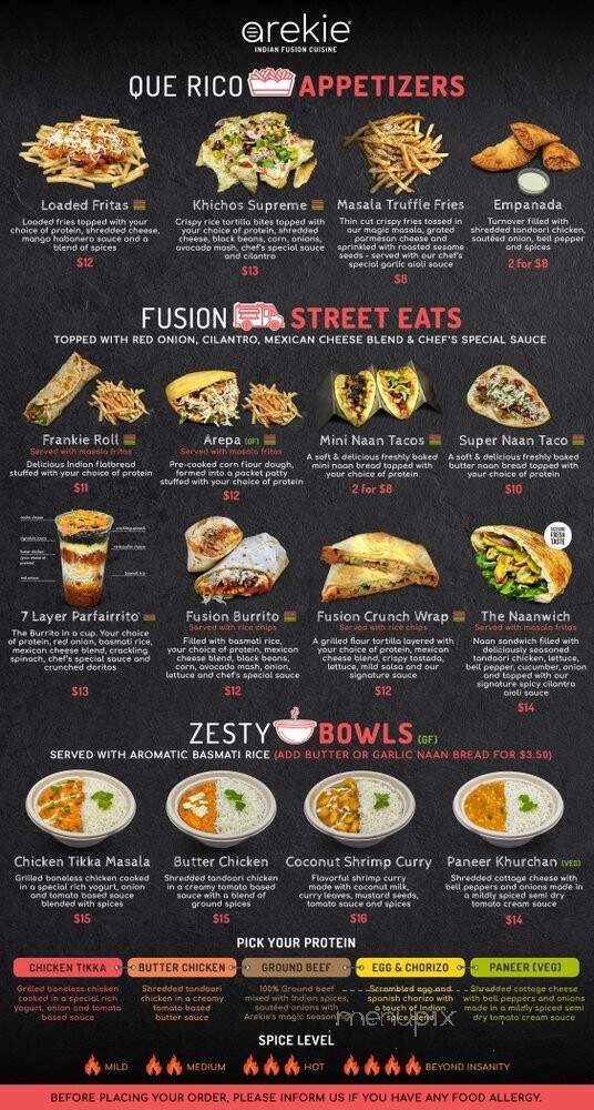 Arekie - Fort Myers, FL menu_pic