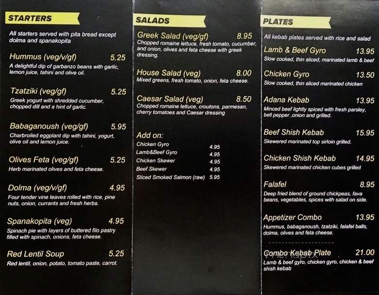 Babylon Mediterranean - San Francisco, CA menu_pic