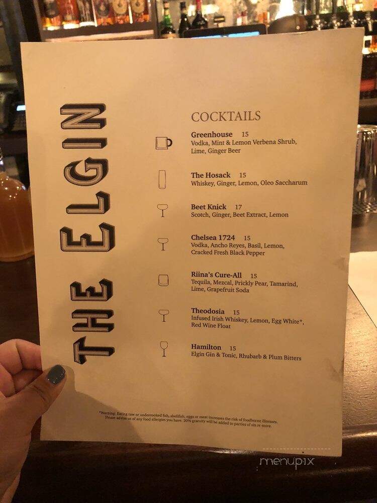 The Elgin - New York, NY menu_pic