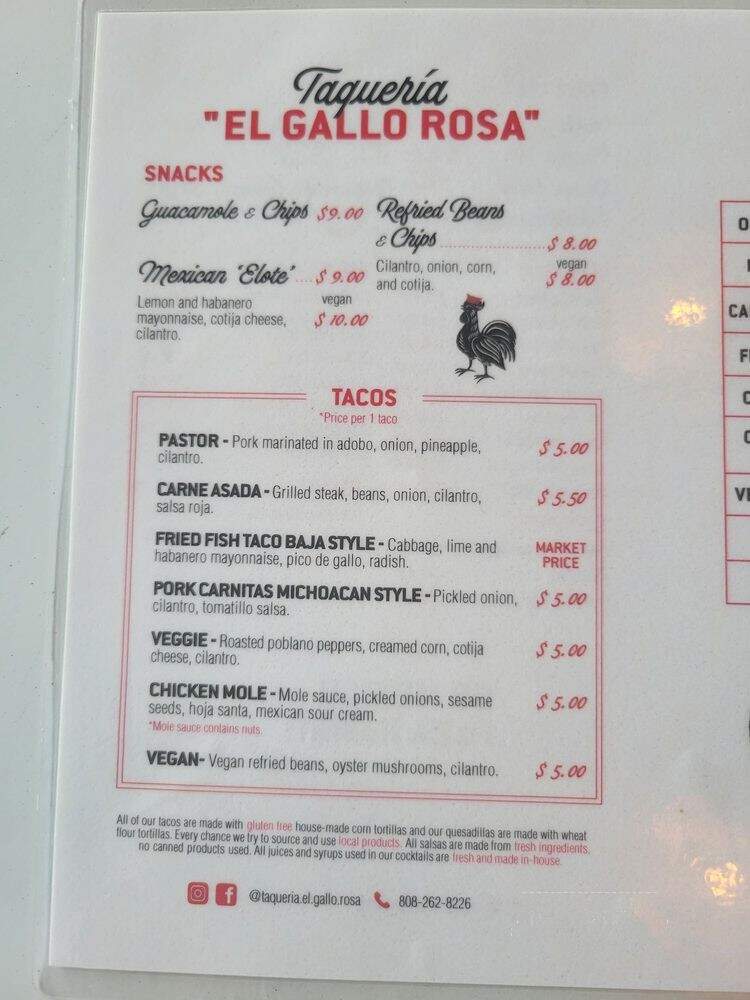 Taqueria El Gallo Rosa - Kailua, HI menu_pic