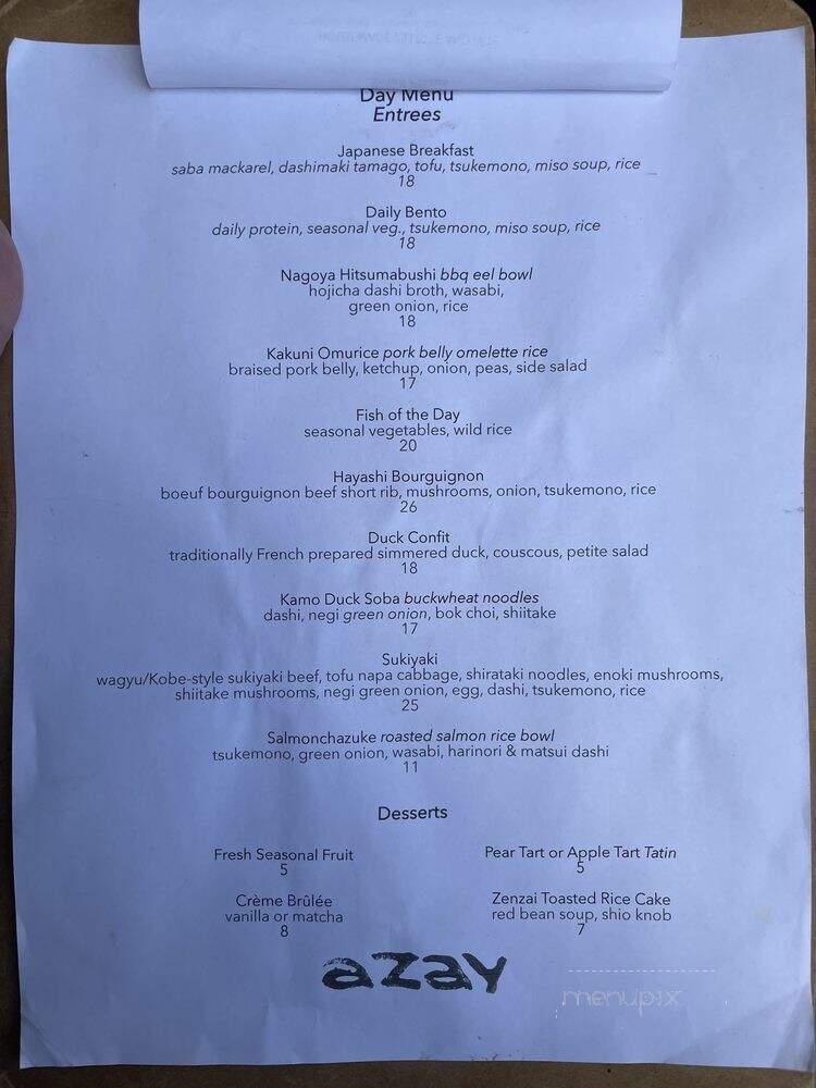 Azay - Los Angeles, CA menu_pic