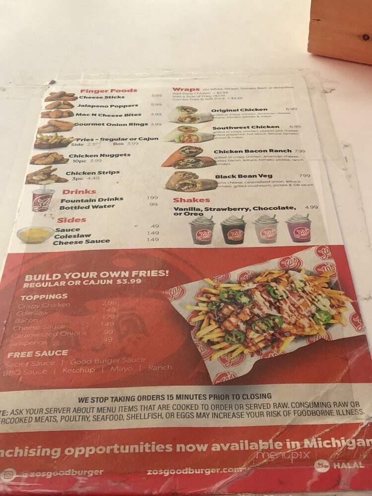 Zo's Good Burger - Detroit, MI menu_pic
