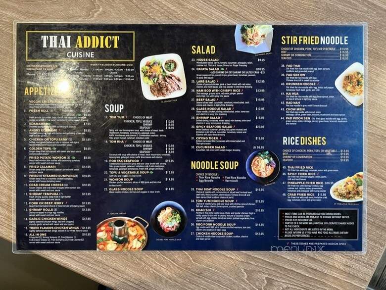 Thai Addict Cuisine - Buena Park, CA menu_pic