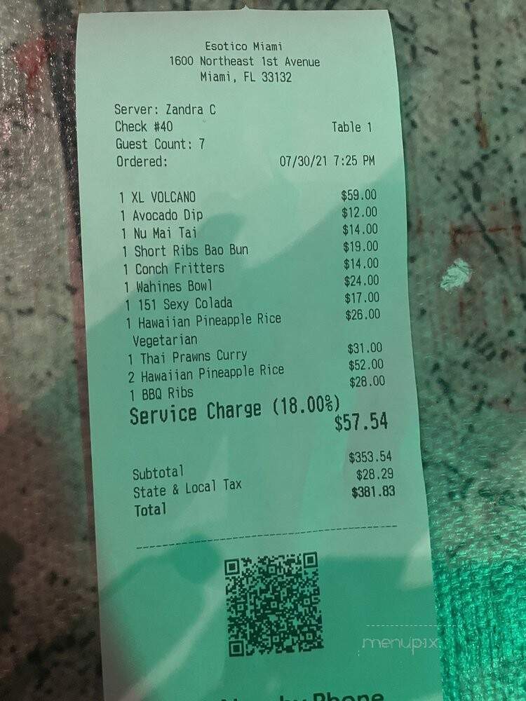Esotico Miami - Miami, FL menu_pic