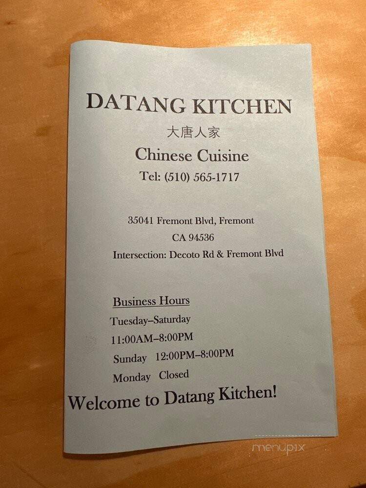 Datang Kitchen - Fremont, CA menu_pic