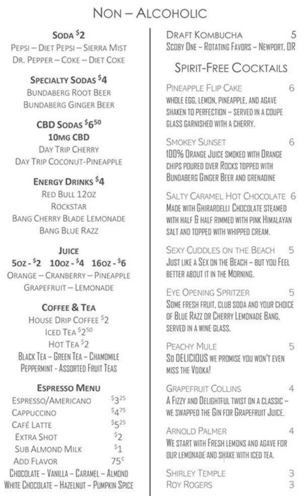 Marci's Bar and Bistro - Lincoln City, OR menu_pic