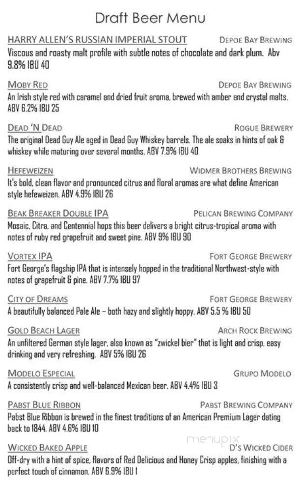 Marci's Bar and Bistro - Lincoln City, OR menu_pic