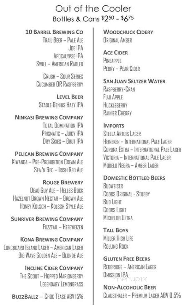 Marci's Bar and Bistro - Lincoln City, OR menu_pic