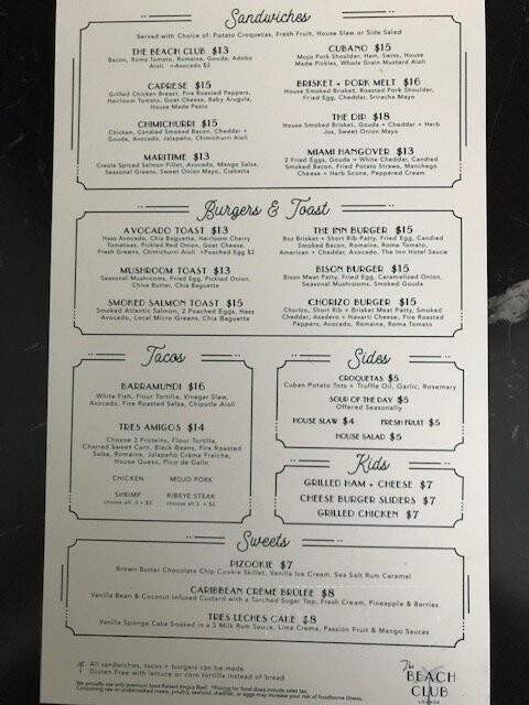The Beach Club - Arnolds Park, IA menu_pic