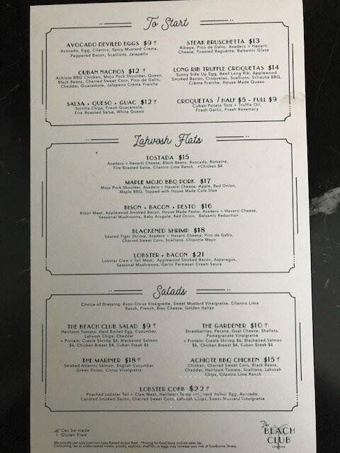 The Beach Club - Arnolds Park, IA menu_pic