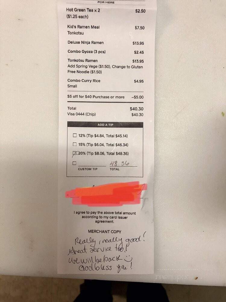 Ninja Ramen - Hillsboro, OR menu_pic