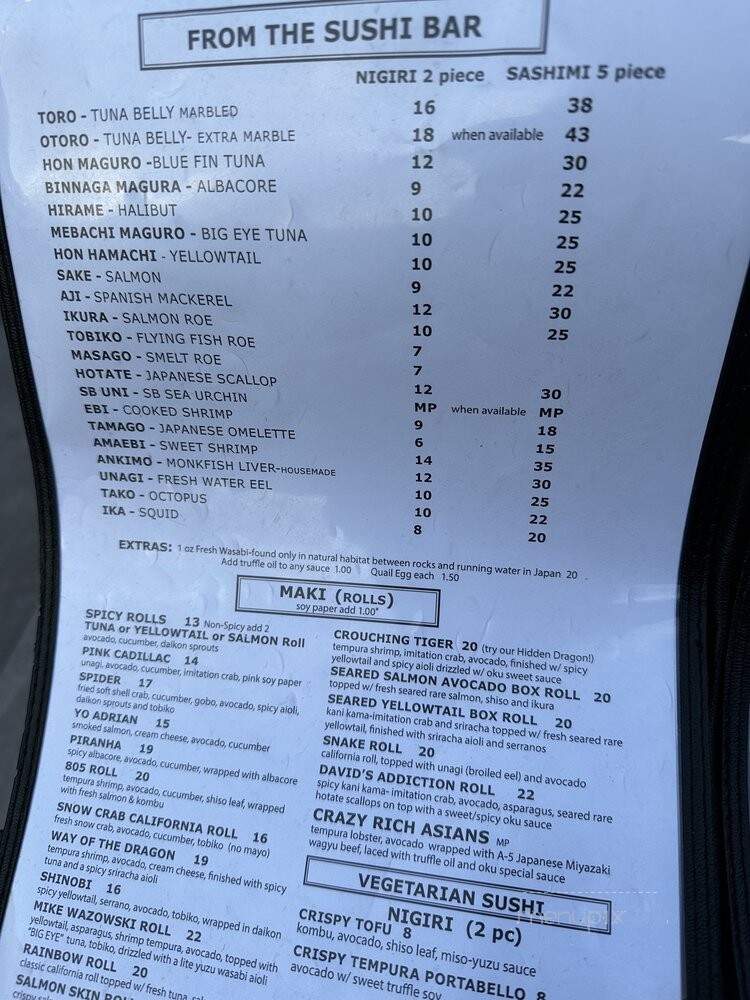 Oku - Santa Barbara, CA menu_pic