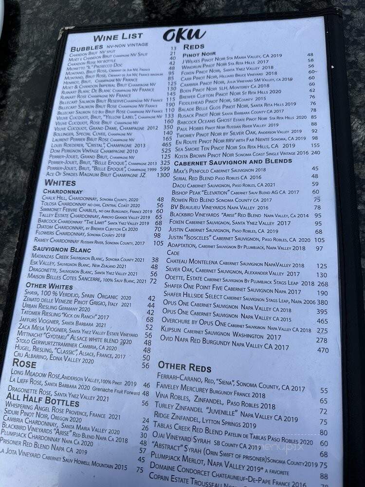 Oku - Santa Barbara, CA menu_pic