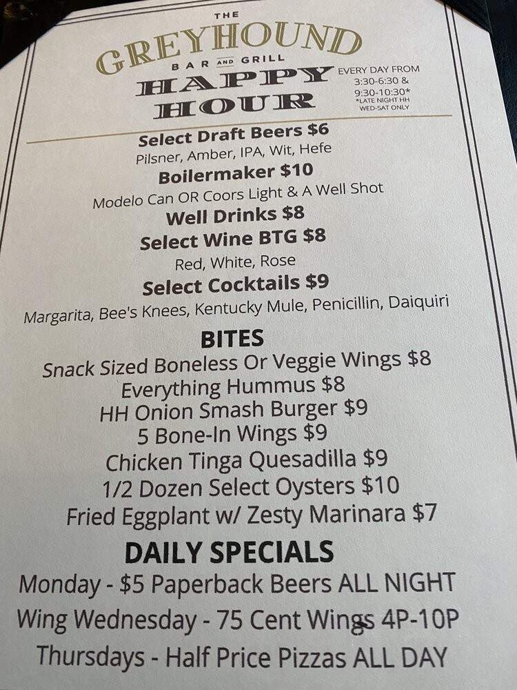 The Greyhound Bar & Grill - Glendale, CA menu_pic