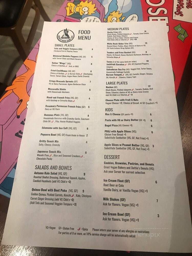 Queen & Rook Game Cafe - Philadelphia, PA menu_pic