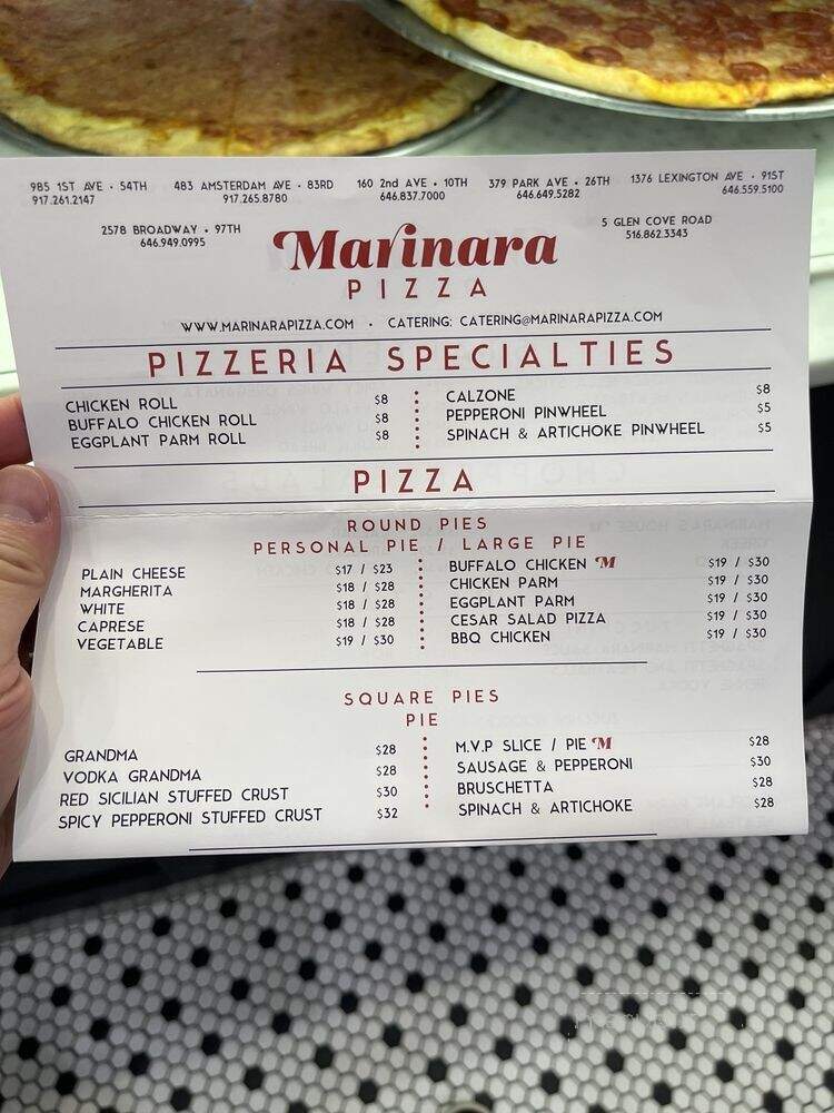 Marinara Pizza - New York, NY menu_pic