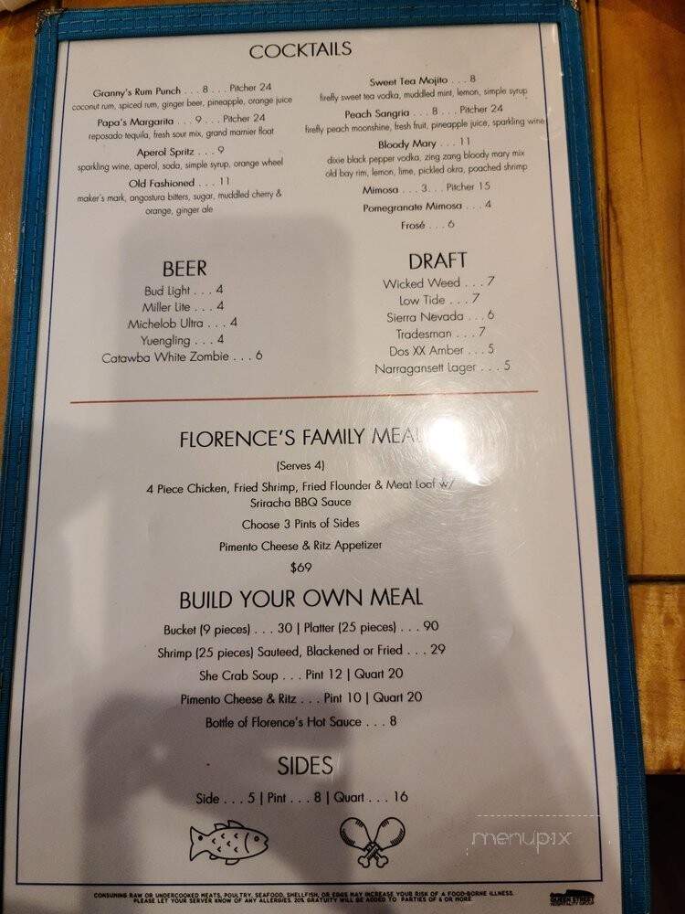 Florence's Lowcountry Kitchen - Charleston, SC menu_pic