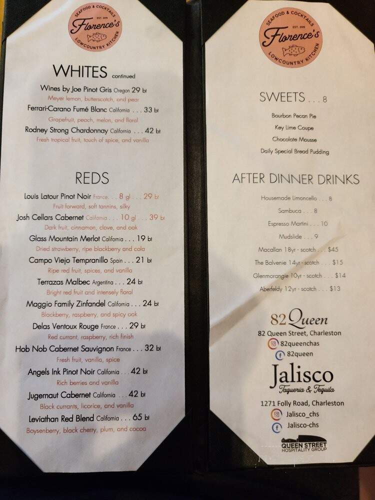 Florence's Lowcountry Kitchen - Charleston, SC menu_pic