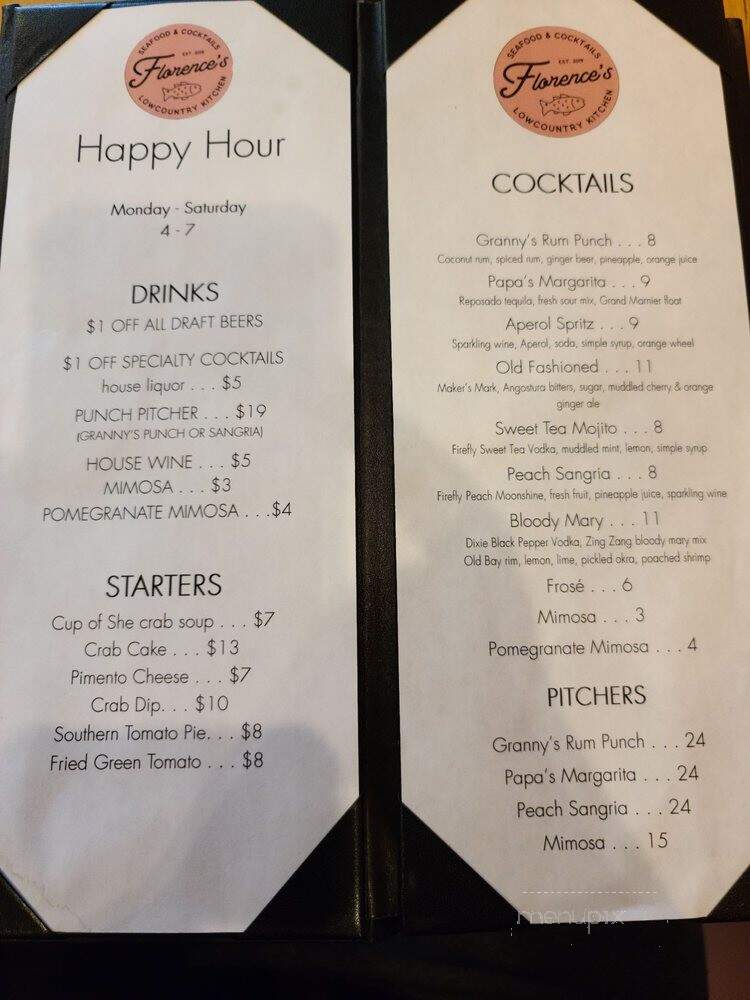 Florence's Lowcountry Kitchen - Charleston, SC menu_pic
